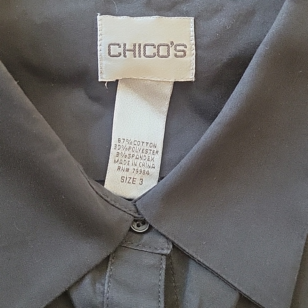 Chico's Black Button-Front Collared Blouse - image 2